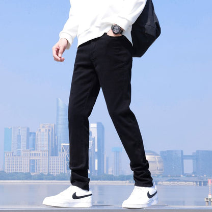 CBAT701-1B 黑色牛仔褲修身小脚冬季高端彈力褲百搭