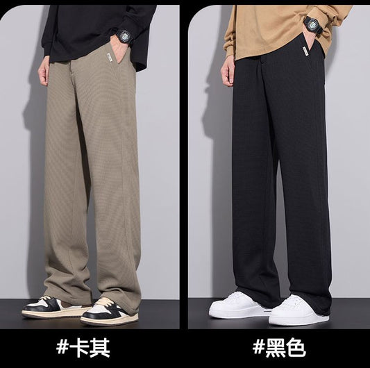 CBADD5535-65B 冬季加絨加厚保暖休閒寬鬆百搭半鬆緊舒適重磅針織褲(2色)