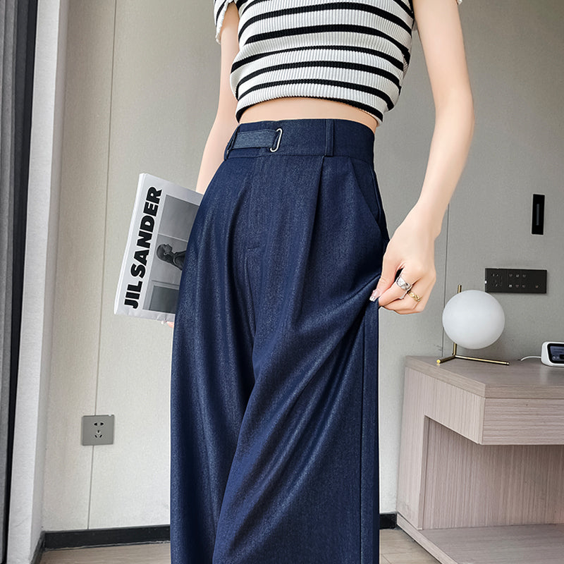 CGA6702-14B 天絲牛仔褲女夏季薄款新款高腰垂感冰絲闊腿褲