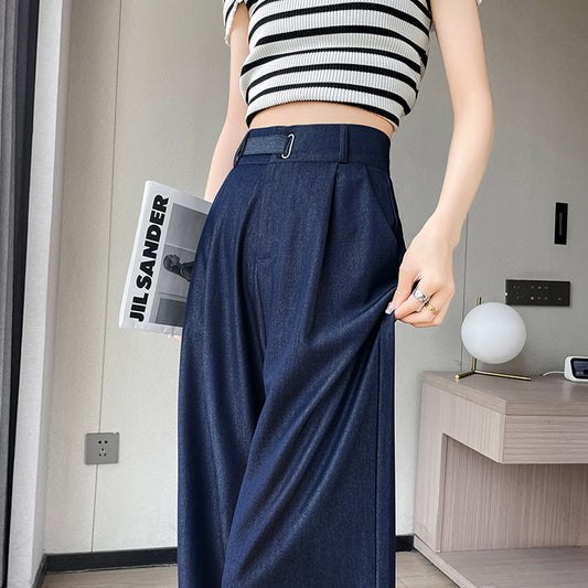 CGA6702-14B 天絲牛仔褲女夏季薄款新款高腰垂感冰絲闊腿褲