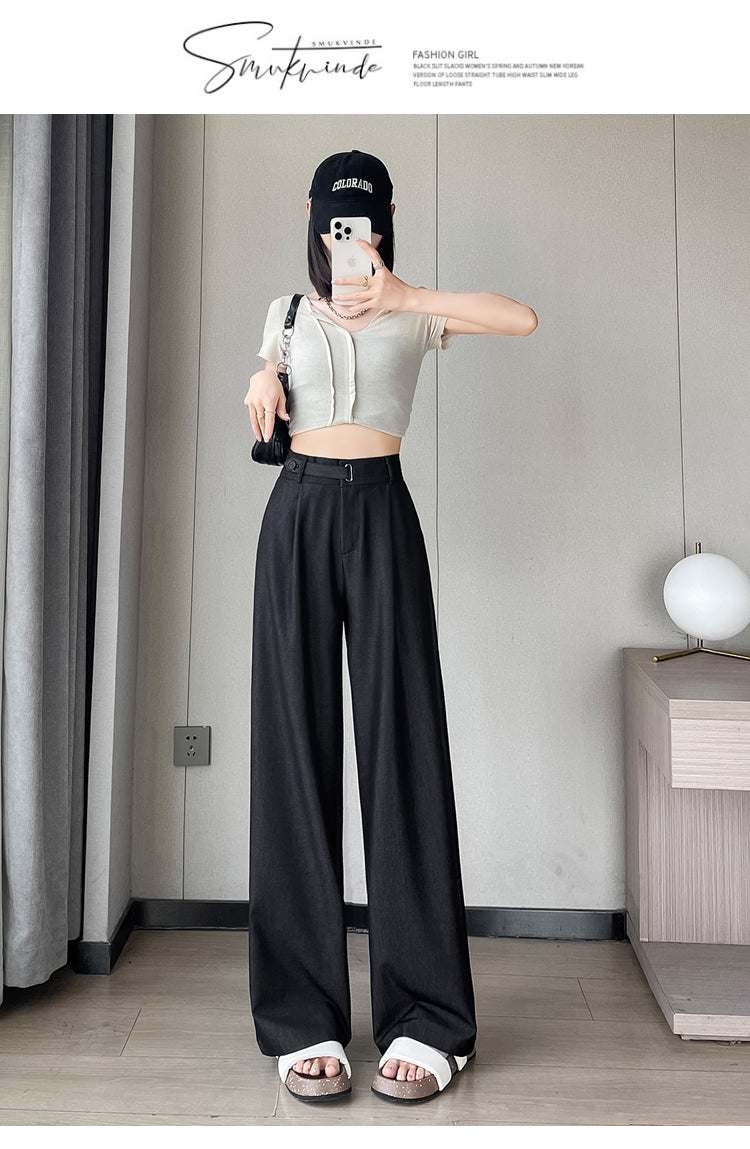 CGA6702-14B 天絲牛仔褲女夏季薄款新款高腰垂感冰絲闊腿褲