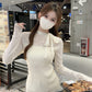 CGD3792-56B 早春新韓版透視拼接系帶修身打底衫(2色)