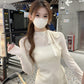 CGD3792-56B 早春新韓版透視拼接系帶修身打底衫(2色)