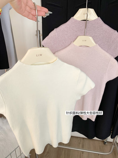 CGE5330-80B 半高領短袖T恤針織打底衫(多色可選)