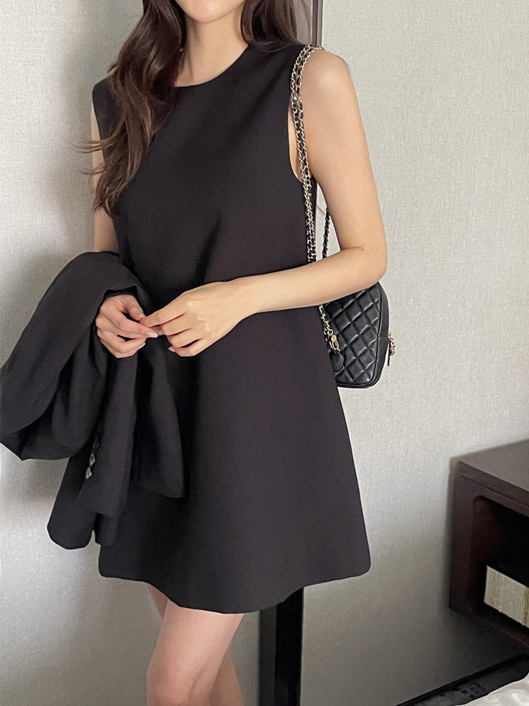 CGB6150-115B 清新脫俗背心連衣裙無袖韓版短裙子純色(2色)