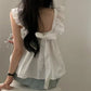 CGF13896-17B 飛飛袖後背系帶蝴蝶結背心上衣(3色)