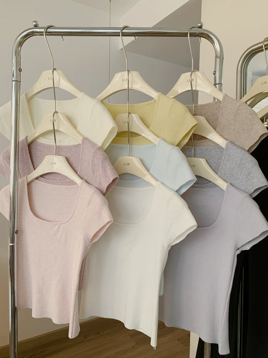 CGE5435-80B 簡單小飛袖冰絲針織短袖T恤(9色)