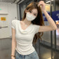CGE16003-56B 夏季蕩領短款設計感短袖T恤(3色)