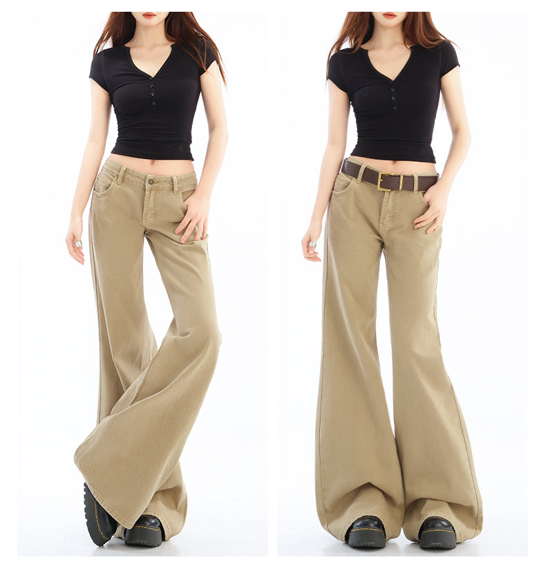 CGA55790-11B 微喇不貼腿低腰窄版牛仔褲長褲(2色.常規.加長款)