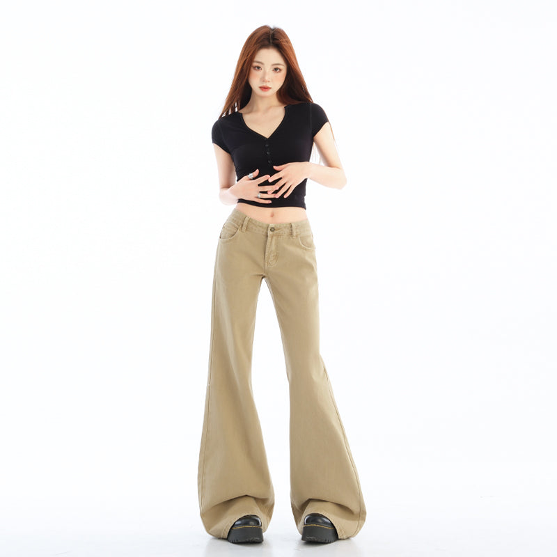 CGA55790-11B 微喇不貼腿低腰窄版牛仔褲長褲(2色.常規.加長款)