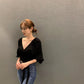 CGD1547-77B 秋季法式V領泡泡袖綁帶短款雪紡襯衫(3色)