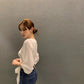CGD1547-77B 秋季法式V領泡泡袖綁帶短款雪紡襯衫(3色)