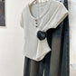 CGED0231-1-42B U領刺繡正肩短袖T恤(4色)