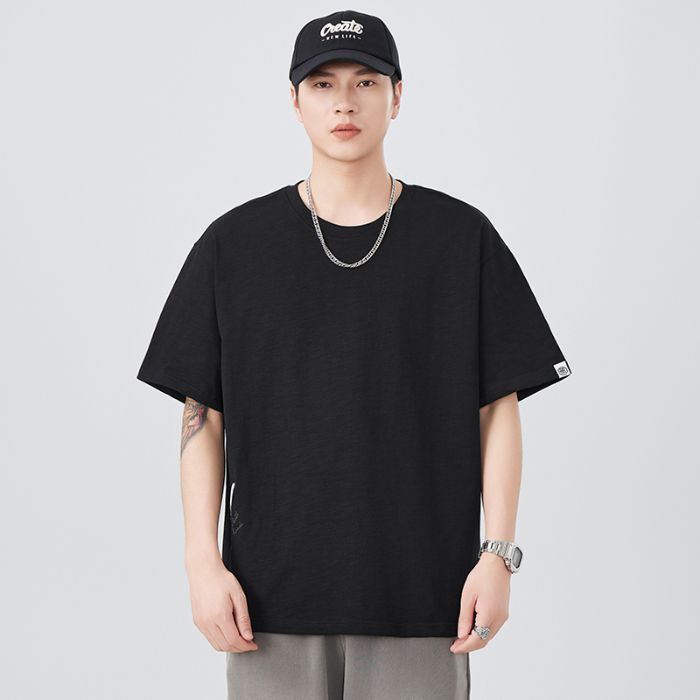 CBEFL6815-65B 夏季刺繡短袖T恤230g重磅五分袖(3色)