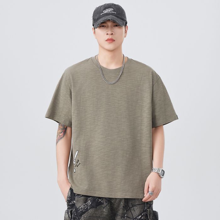 CBEFL6815-65B 夏季刺繡短袖T恤230g重磅五分袖(3色)