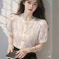 CGEA6623-4B 夏季圓領泡泡袖蕾絲襯衫