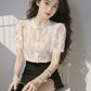 CGEA6623-4B 夏季圓領泡泡袖蕾絲襯衫
