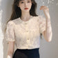 CGEA6623-4B 夏季圓領泡泡袖蕾絲襯衫