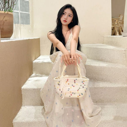 CGBBL 695-3-137B 夏季內裡雪紡吊帶長裙