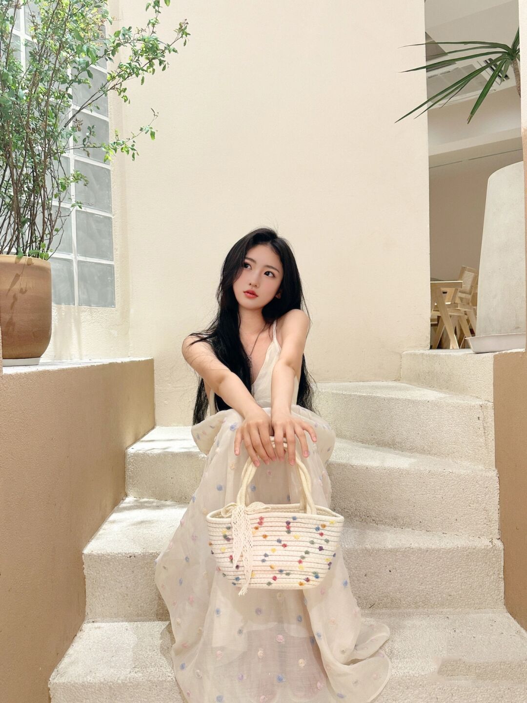 CGBBL 695-3-137B 夏季內裡雪紡吊帶長裙