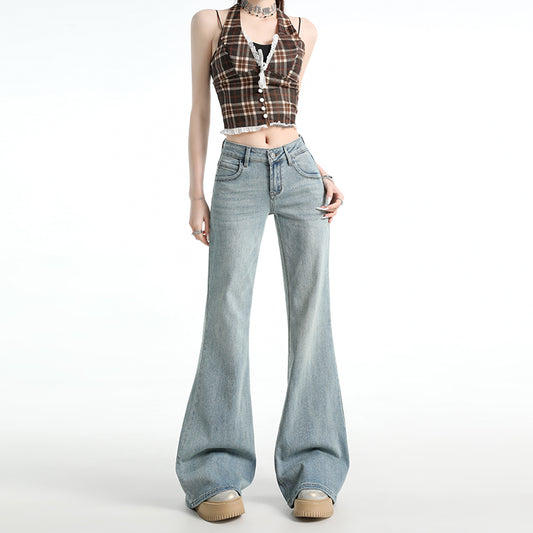 CGA071123-11B 春夏季低腰寬鬆微喇牛仔褲(3色.常規.加長款)