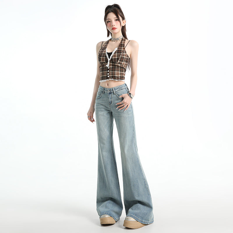 CGA071123-11B 春夏季低腰寬鬆微喇牛仔褲(3色.常規.加長款)