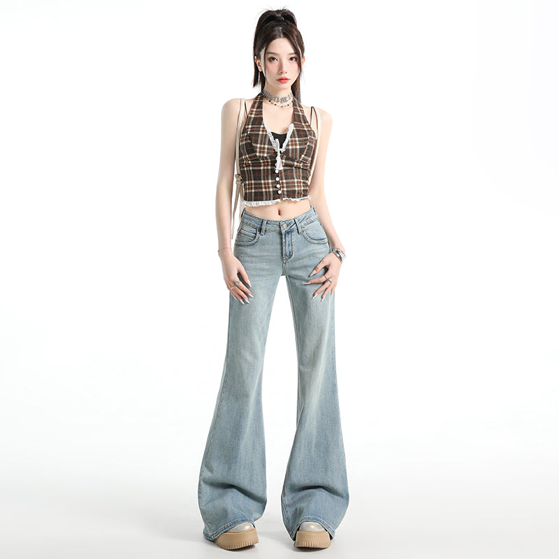 CGA071123-11B 春夏季低腰寬鬆微喇牛仔褲(3色.常規.加長款)