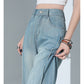 CGA6178-11B 夏薄款萊賽爾高腰垂感淺色天絲闊腿牛仔褲