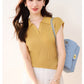 CGE0476-17B 正肩T恤夏款冰絲針織衫短袖修身短款POLO領上衣