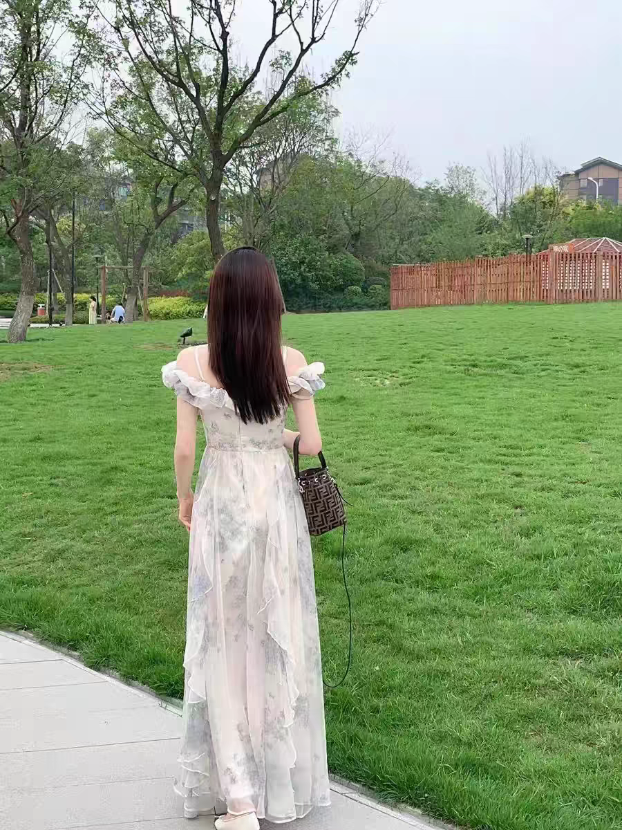 CGBF8130-27B 吊帶裙紗法式荷葉邊連衣裙