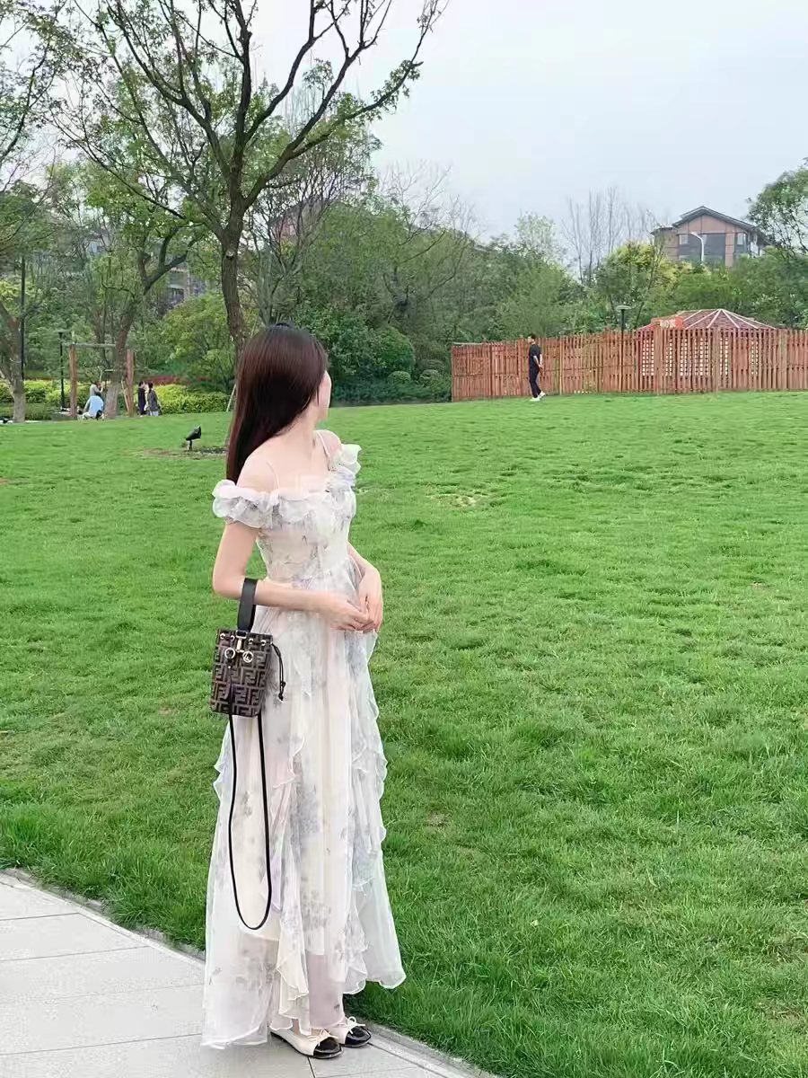 CGBF8130-27B 吊帶裙紗法式荷葉邊連衣裙