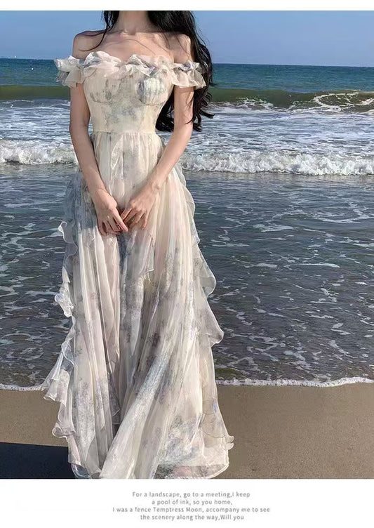 CGBF8130-27B 吊帶裙紗法式荷葉邊連衣裙