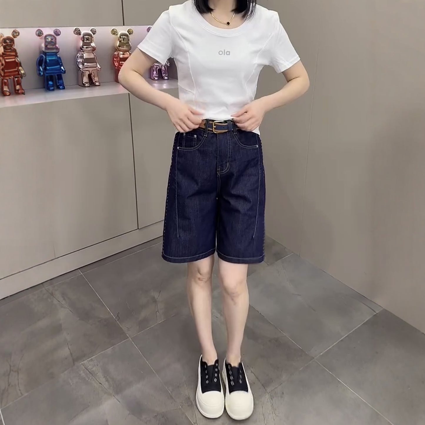 📺︎︎  CGS 8793-97B 夏季薄款牛仔短褲閒寬鬆百搭直筒五分褲
