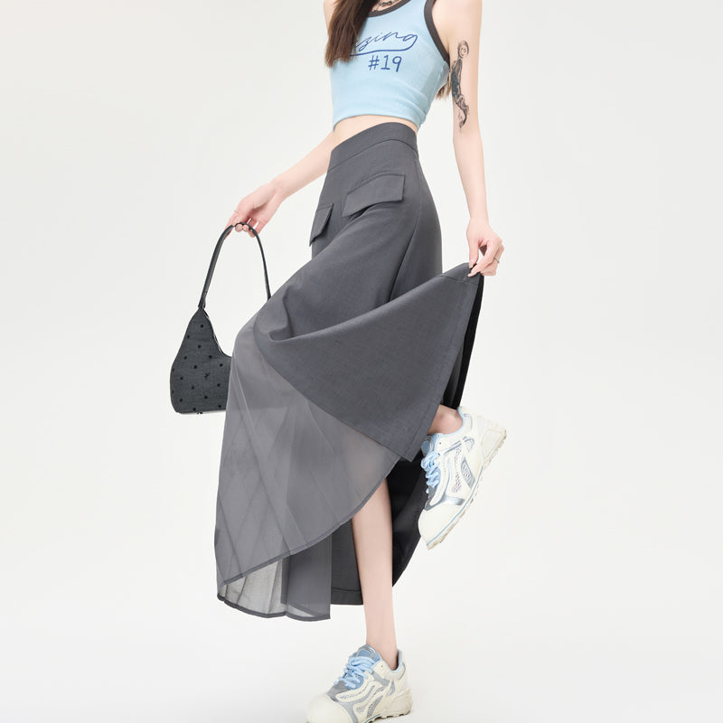 CGA9123-36H 西裝半身裙女中長款夏季直筒裙開叉包臀裙(3色)