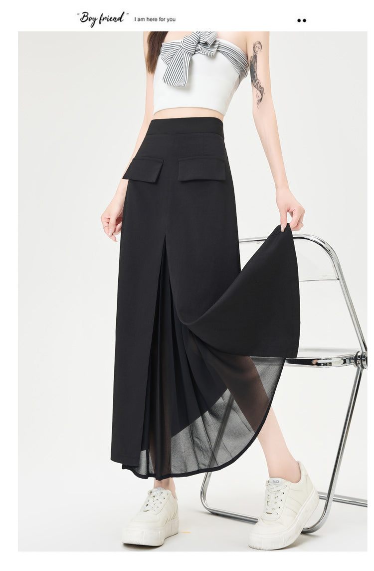 CGA9123-36H 西裝半身裙女中長款夏季直筒裙開叉包臀裙(3色)