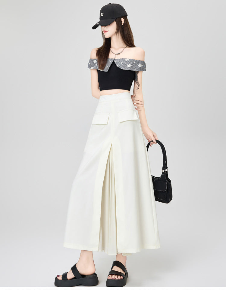 CGA9123-36H 西裝半身裙女中長款夏季直筒裙開叉包臀裙(3色)