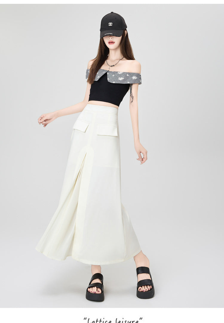 CGA9123-36H 西裝半身裙女中長款夏季直筒裙開叉包臀裙(3色)