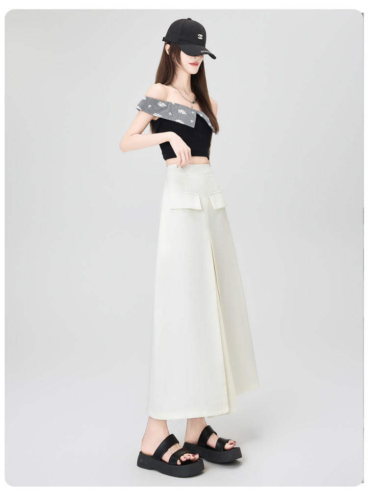 CGA9123-36H 西裝半身裙女中長款夏季直筒裙開叉包臀裙(3色)