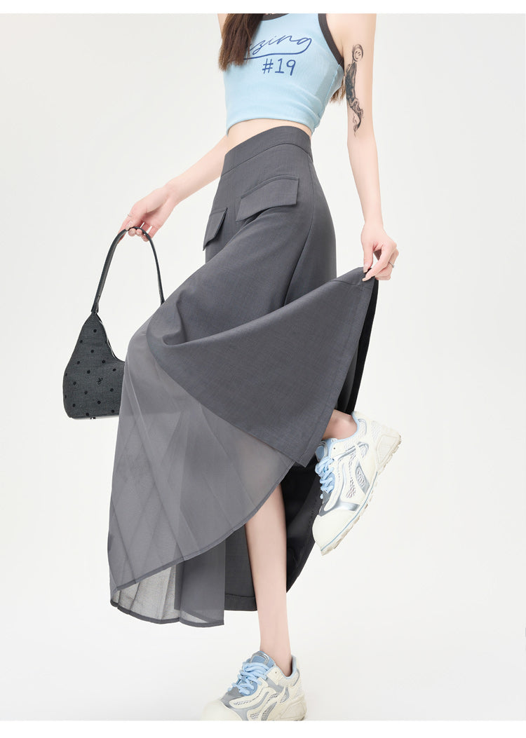 CGA9123-36H 西裝半身裙女中長款夏季直筒裙開叉包臀裙(3色)