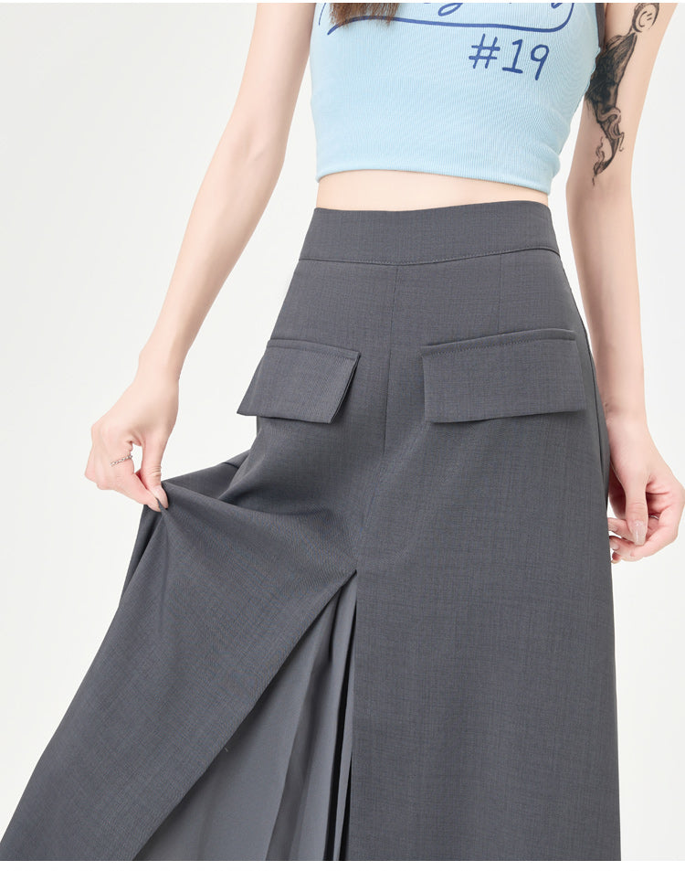 CGA9123-36H 西裝半身裙女中長款夏季直筒裙開叉包臀裙(3色)