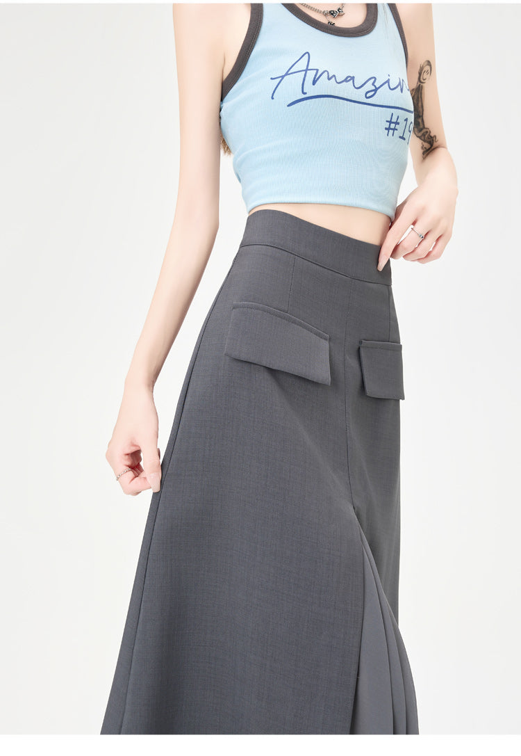 CGA9123-36H 西裝半身裙女中長款夏季直筒裙開叉包臀裙(3色)