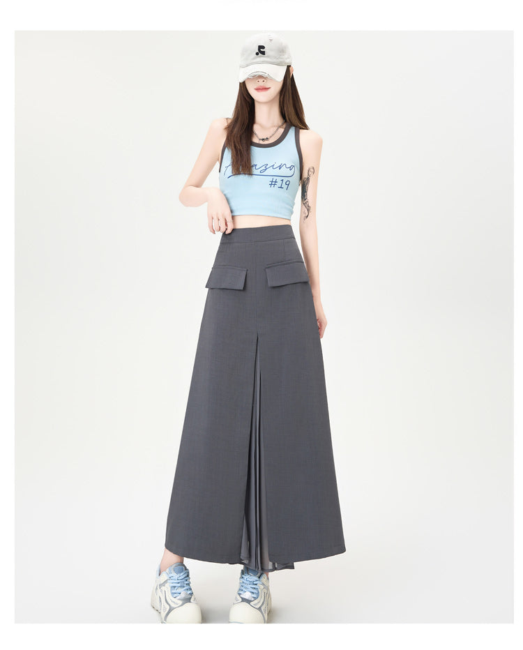 CGA9123-36H 西裝半身裙女中長款夏季直筒裙開叉包臀裙(3色)