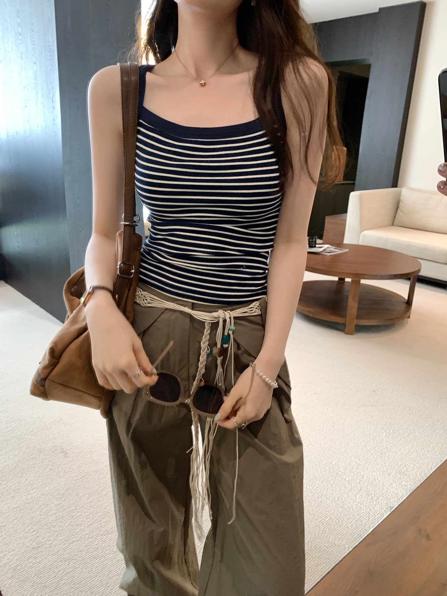 CGF253161-45B 條紋針織吊帶背心(2色)