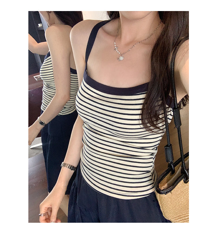 CGF253161-45B 條紋針織吊帶背心(2色)