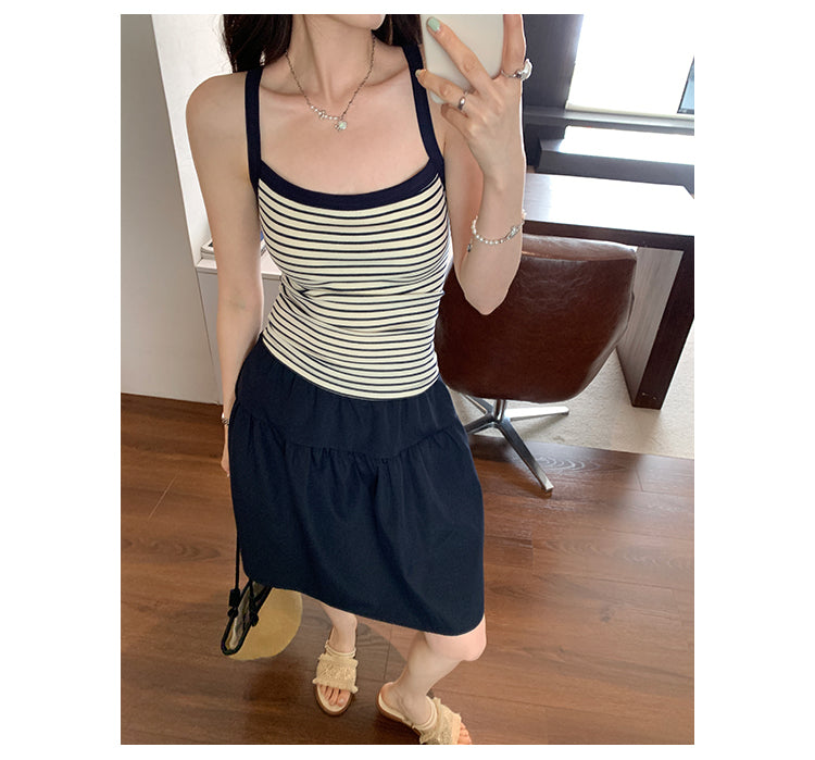 CGF253161-45B 條紋針織吊帶背心(2色)