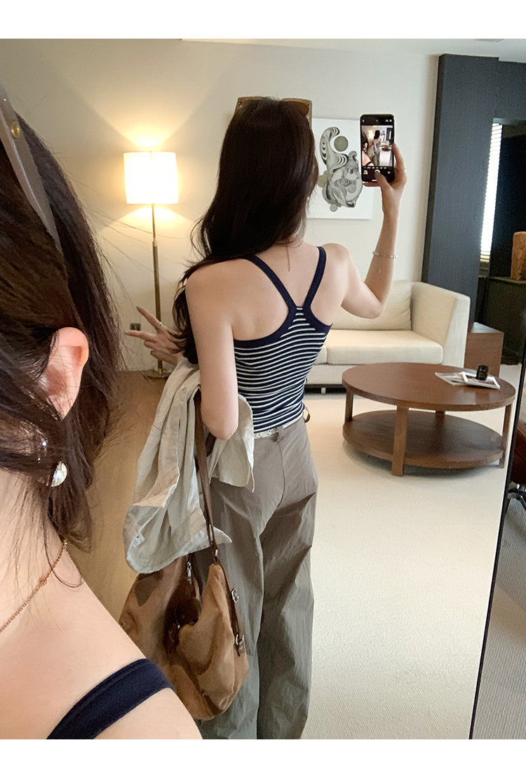 CGF253161-45B 條紋針織吊帶背心(2色)