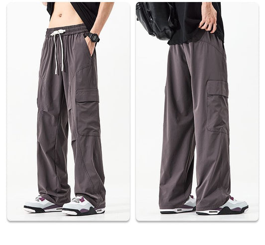 CBAYN8058-65B 夏季直筒休閒寬鬆百搭冰絲錦綸彈力速幹透氣長褲(4色)