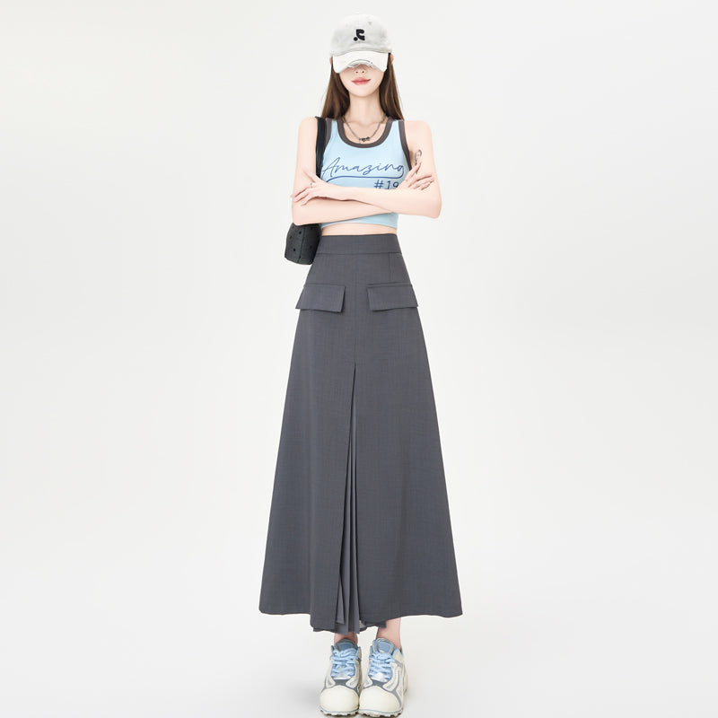 CGA9123-36H 西裝半身裙女中長款夏季直筒裙開叉包臀裙(3色)