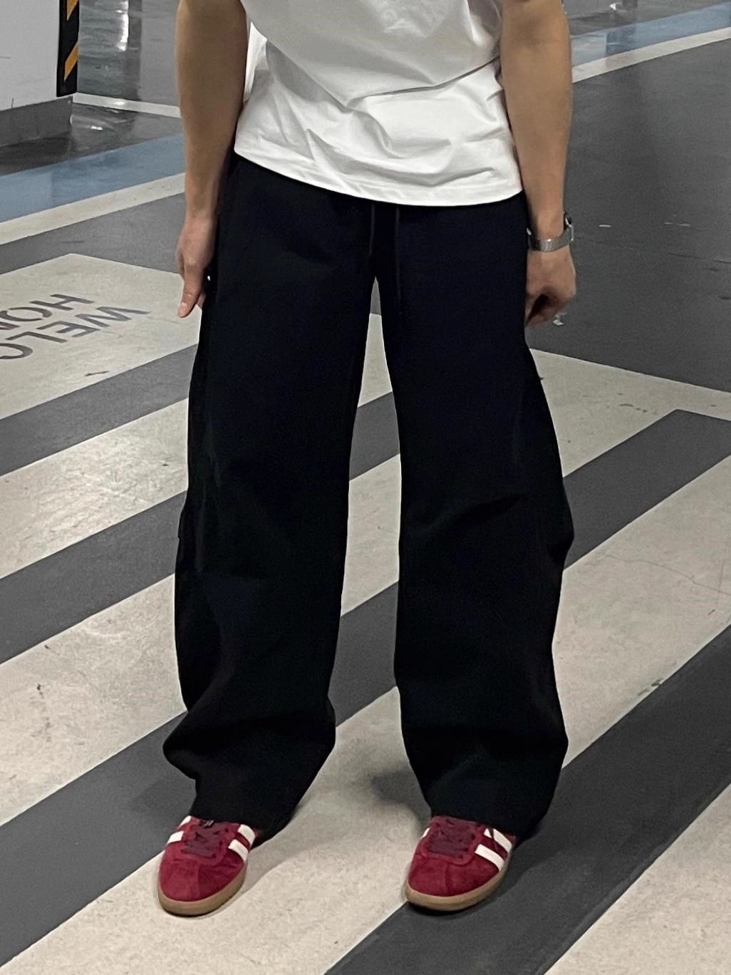 CBA8714-54B 純棉簡約夏季工裝彎刀直筒休閒褲痞(2色)