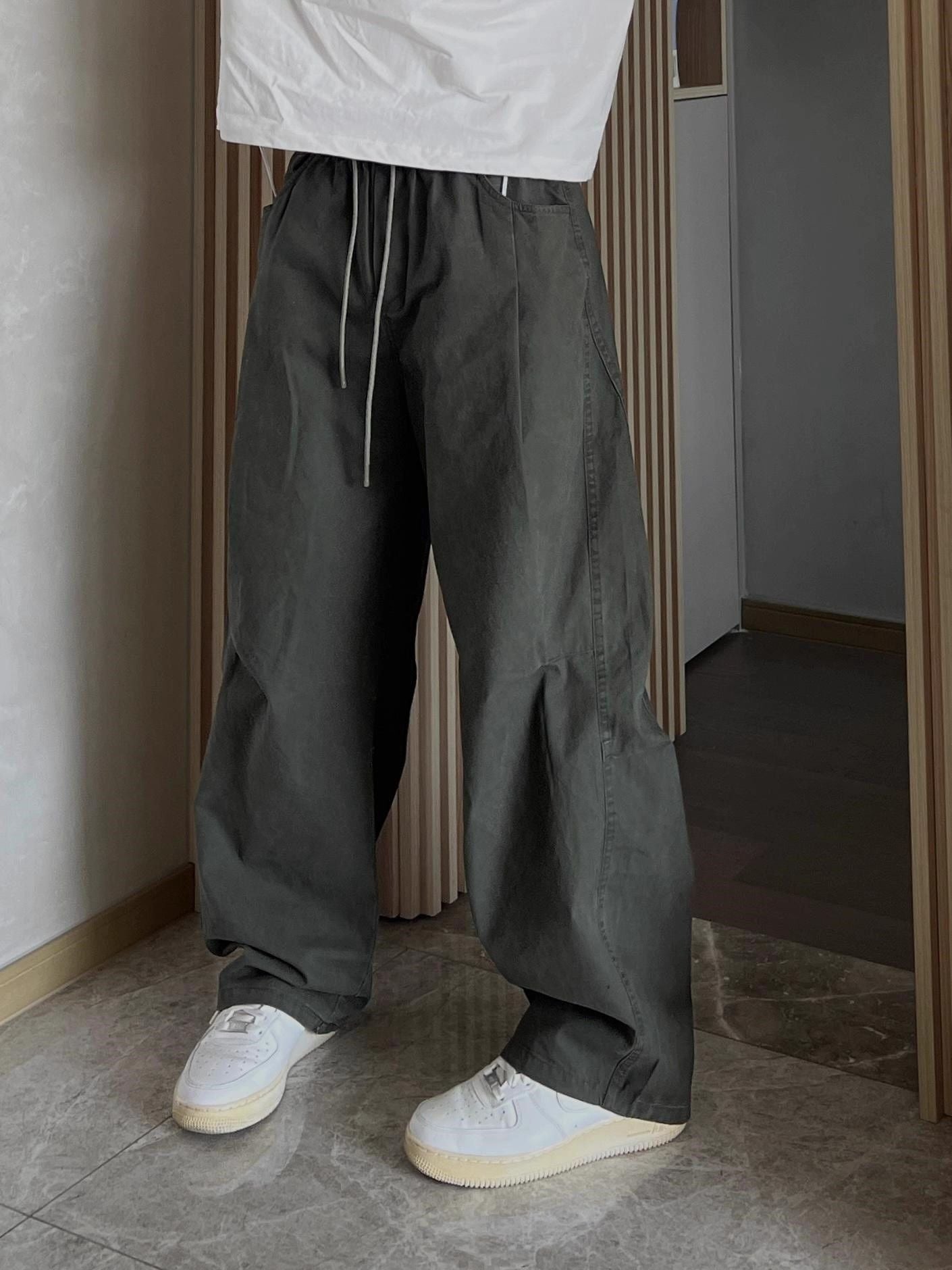 CBA8714-54B 純棉簡約夏季工裝彎刀直筒休閒褲痞(2色)